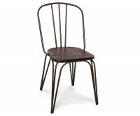 "Dakota" Old Style Metal Chair - Wood Seat
